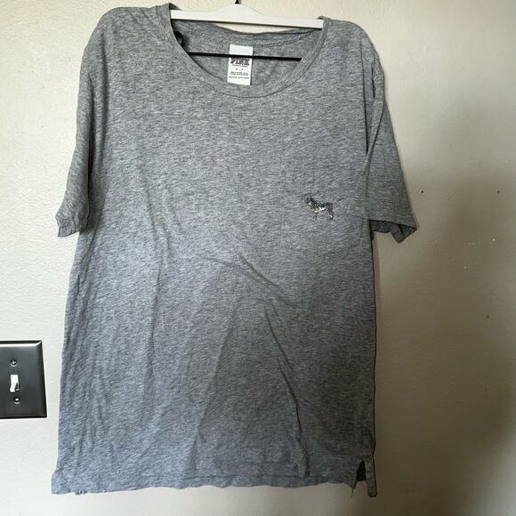 Y2k Victoria secret sequin oversized tee sz s - Picture 3 of 3